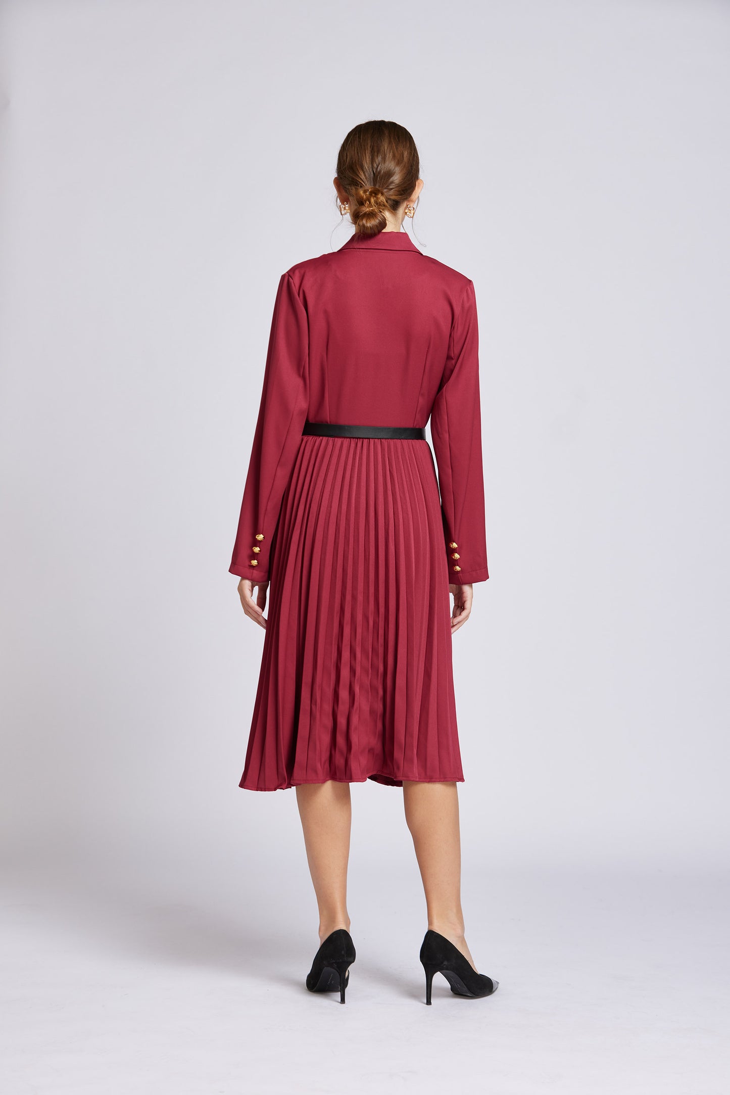 FSY-Women's Lapel Neck Double Breasted Blazer Dress