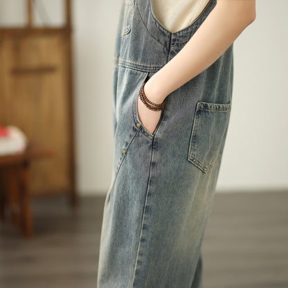 Womens Denim Bib Pants Jumpsuits Jeans Adjustable Strap Overalls