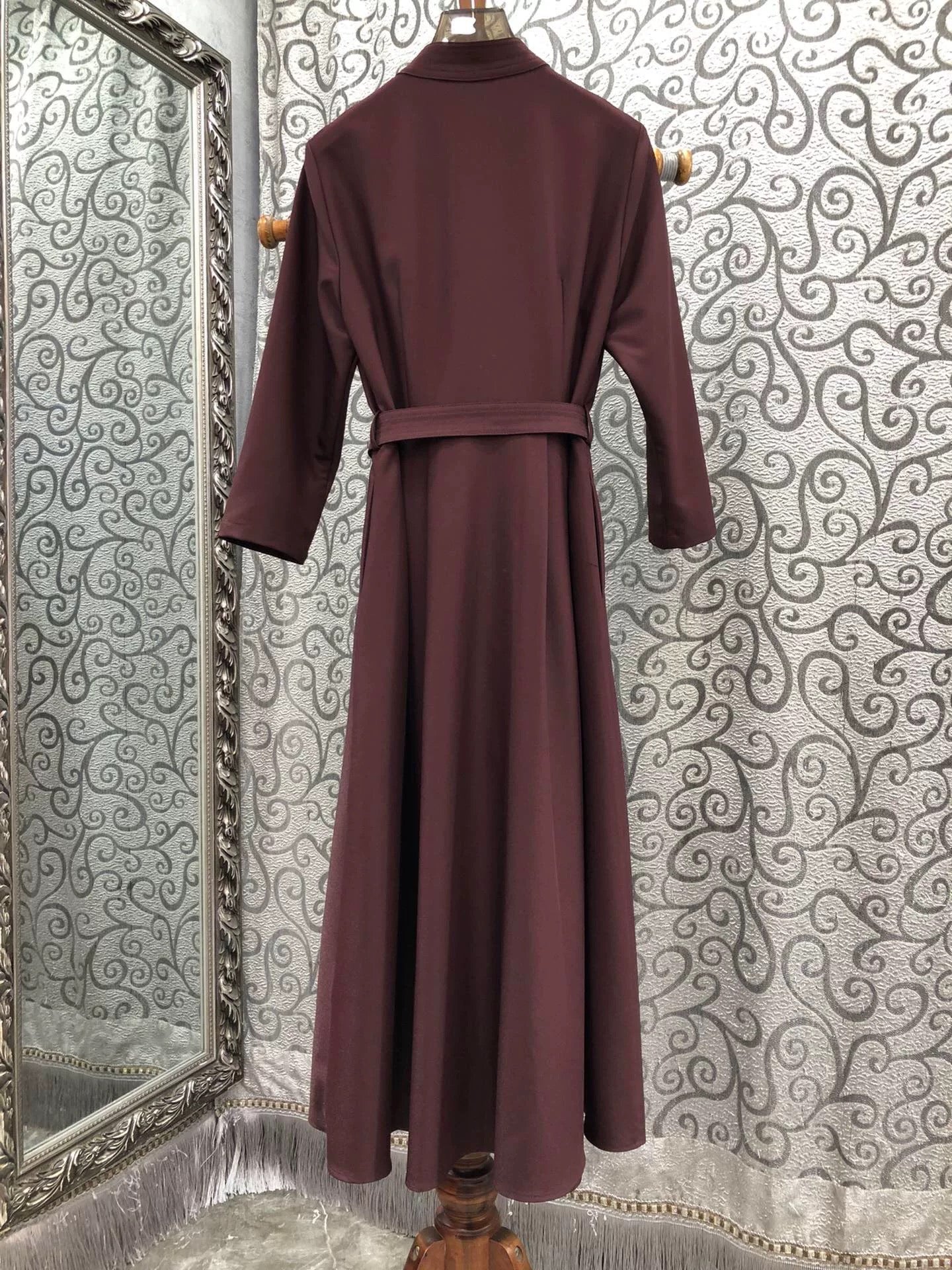 Women's 3/4 Sleeve Button Midi Dress with Pocket