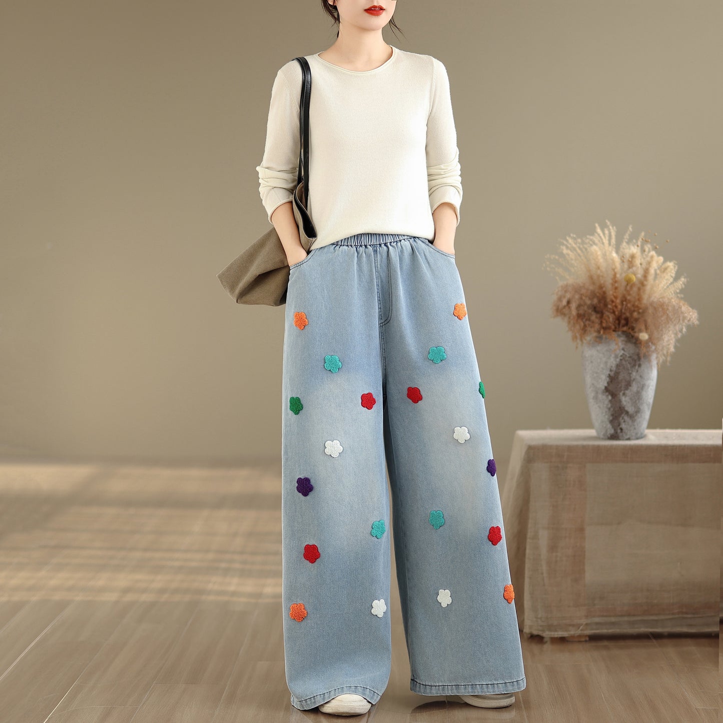 Women's Loose Jeans Baggy Wide Leg Denim Pant