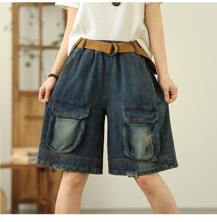 Women's Bermuda Shorts Baggy Jean Denim Shorts - LAI MENG FIVE CATS