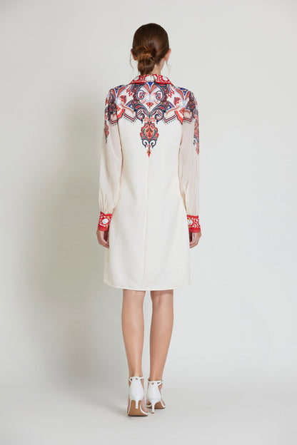 SSY-Women's Floral Chiffon Long Sleeve Mini Dress