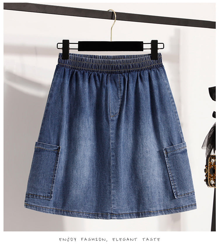 Women's Skorts Skirts Denim Mini Skirt Pull On Jean Shorts - LAI MENG FIVE CATS