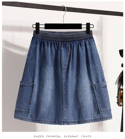 Women's Skorts Skirts Denim Mini Skirt Pull On Jean Shorts - LAI MENG FIVE CATS