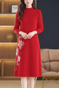 Women's Long Sleeve Sweater Knit Tunic Midi Dress