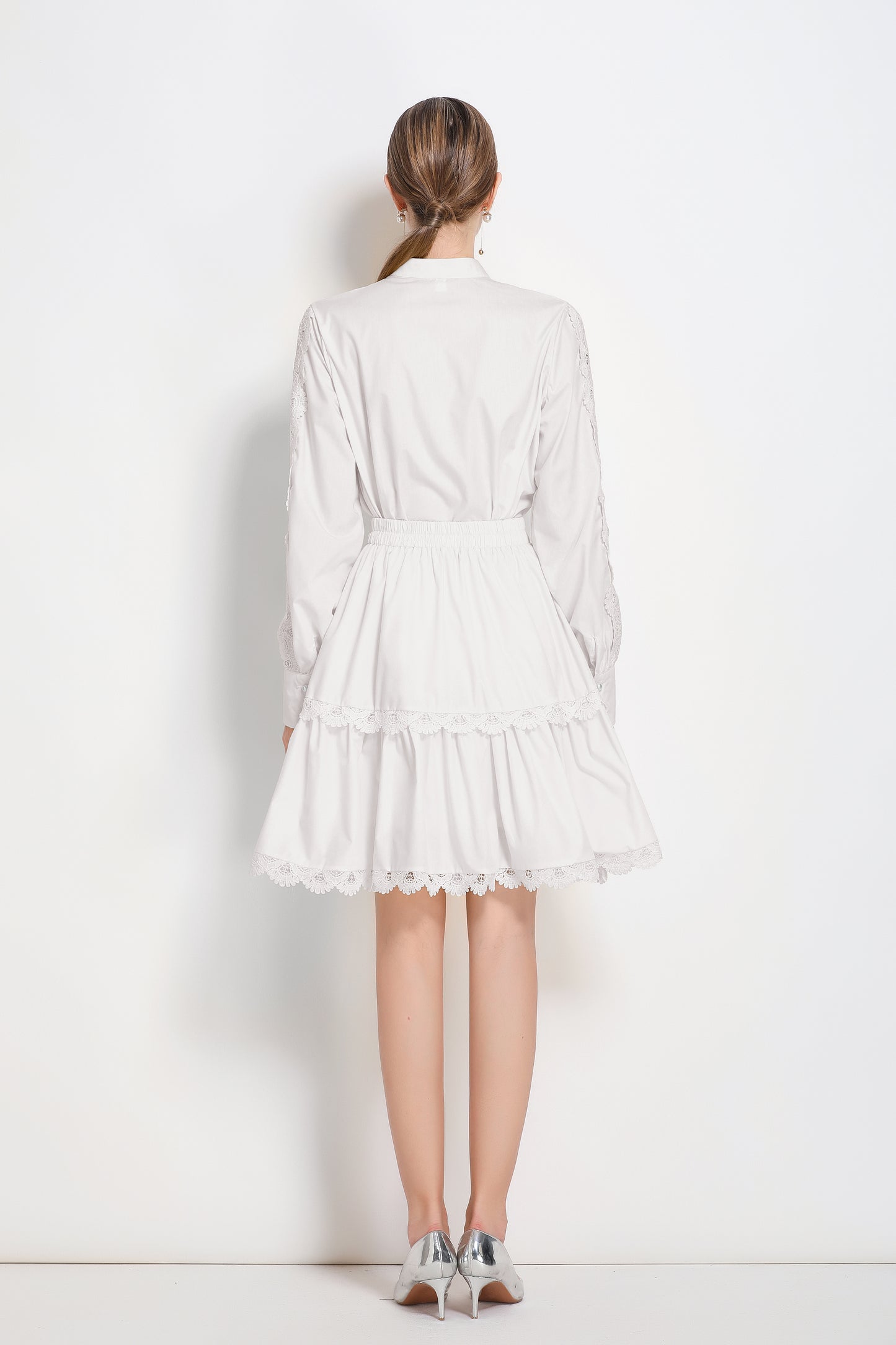 Women's 2 Piece Skirt Set Lace Elastic Waist Mini Dress