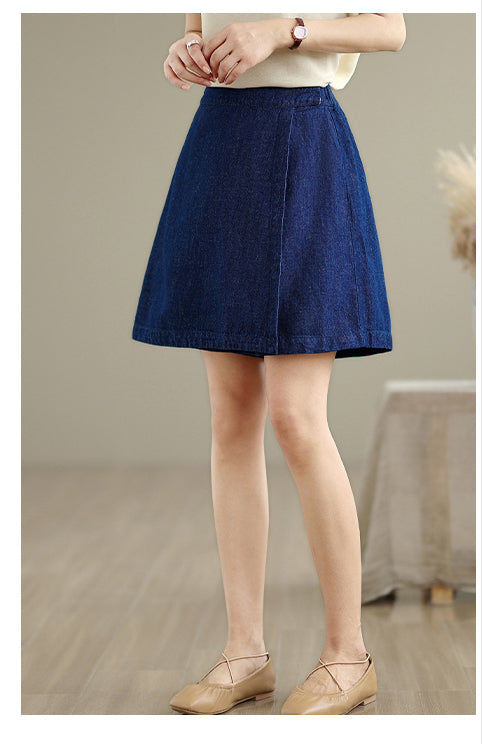 Women's Skorts Skirts Denim Mini Skirt Pull On Jean Shorts - LAI MENG FIVE CATS