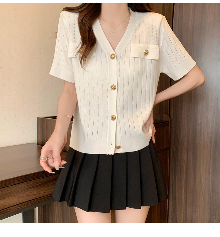 Button Knit Top – Lightweight Summer Cardigan