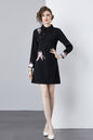 Vintage Women's Elegant Embroidered Hight Neck Mini Dress