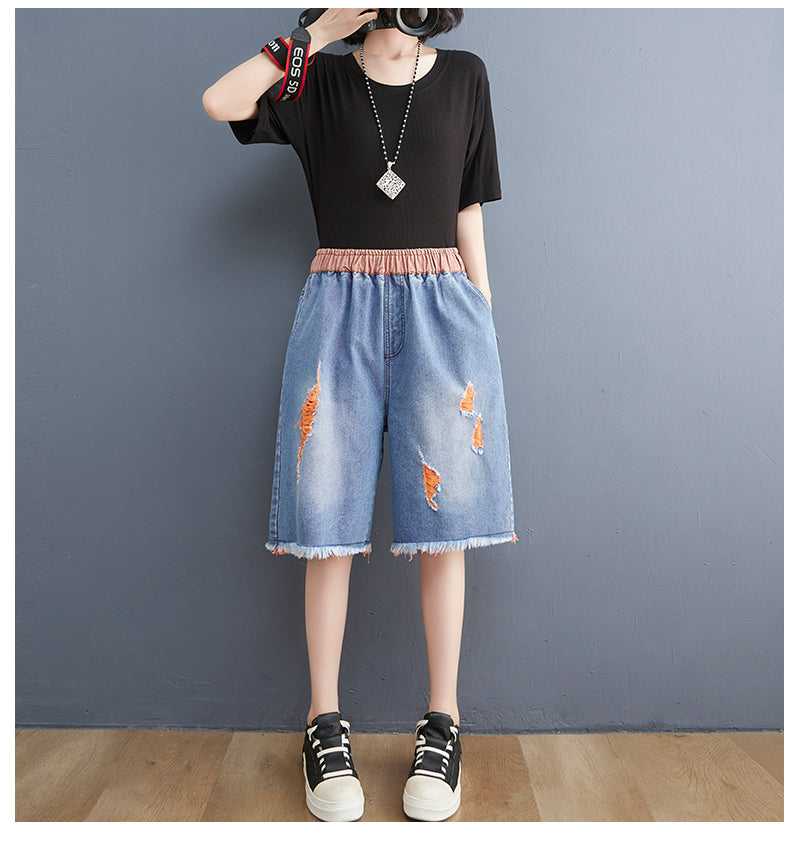 Women's Bermuda Shorts Baggy Jean Denim Shorts - LAI MENG FIVE CATS