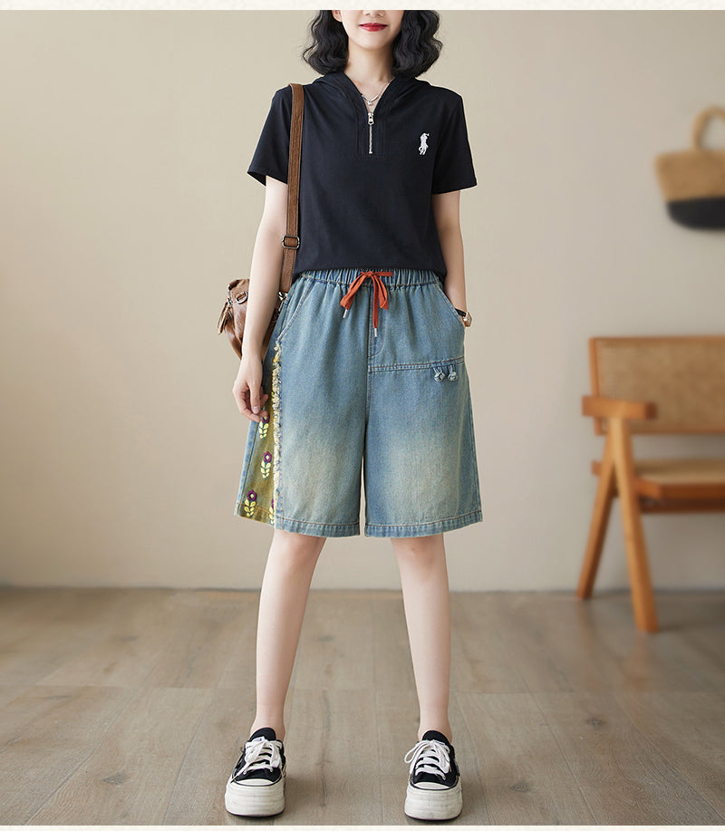 Women's Bermuda Shorts Baggy Jean Denim Shorts - LAI MENG FIVE CATS