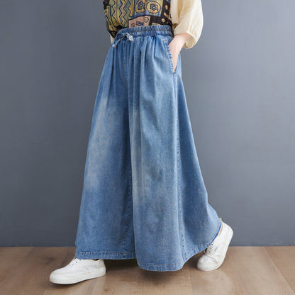 Loose Elastic Waisted Drawstring Wide Leg Pants