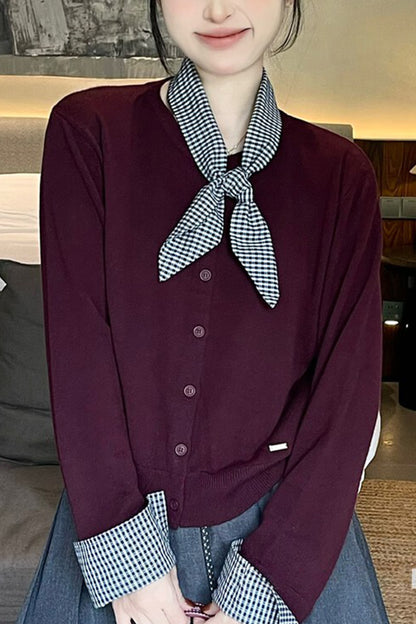 Women's Lightweight Plaid Sweater Cardigan Tops
