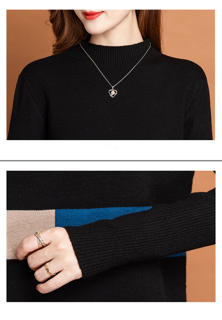 Women's Fall Long Sleeve Knitted Sweater Midi Dress