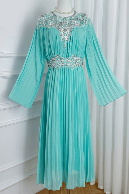 Women's Chiffon Beaded Flare Sleeves Maxi Dress