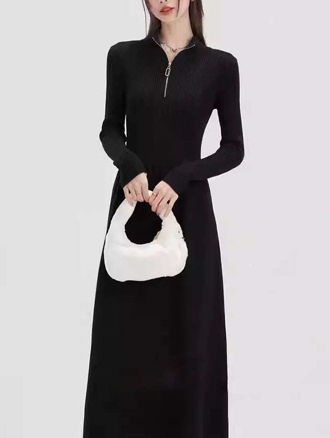 Women's Ribbed Knit  Long Sleeve Sweater Maxi Dress