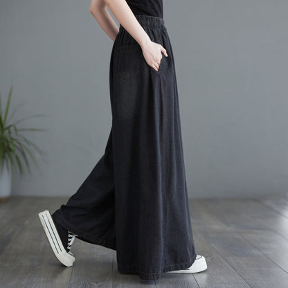 Loose Elastic Waisted Drawstring Wide Leg Pants