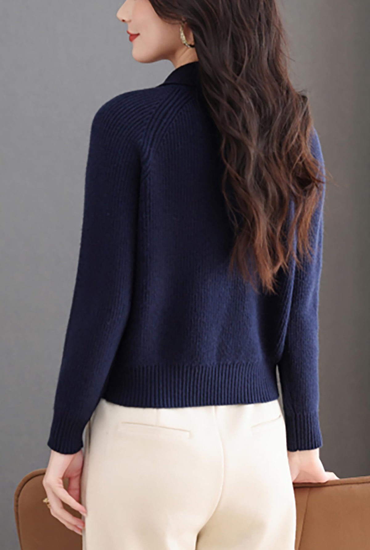 Women's Ribbed Knit Polo Top — Soft Button-Front Sweater