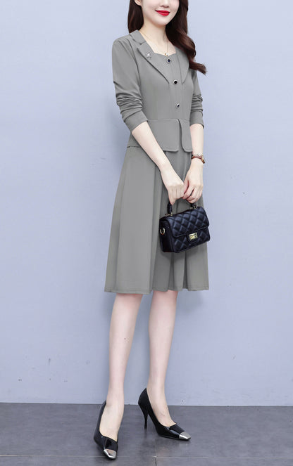 Women's Long Sleeve A-Line Work Office Suit Dress