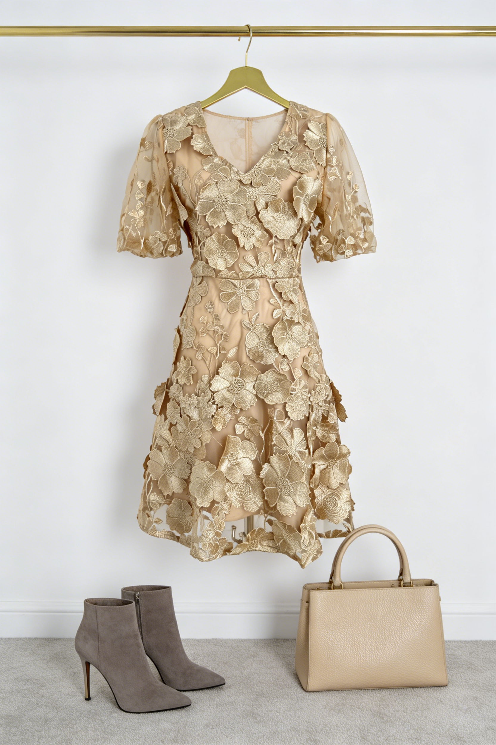 khaki embroidered dress Boden Women's Short Kaftan Jersey Dress in Green main image 1