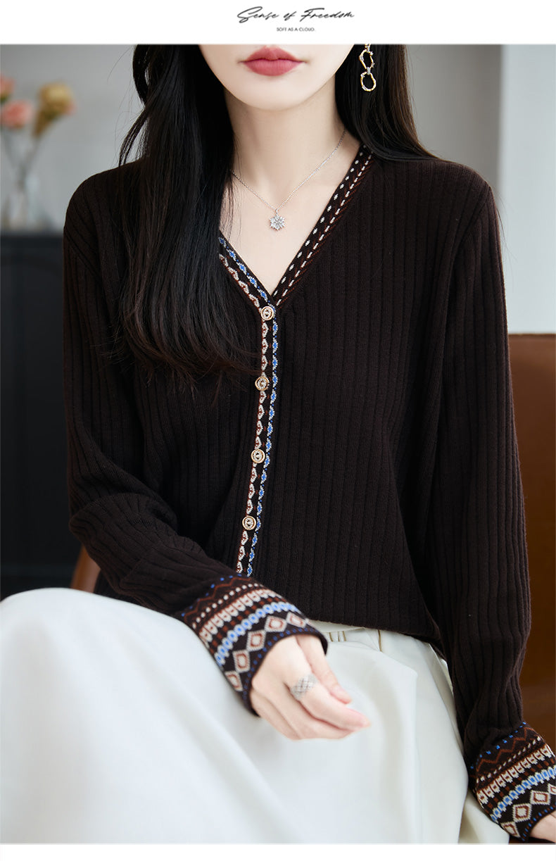 Women's Tribal Ethnic Graphic Sweater Cardigan Knit