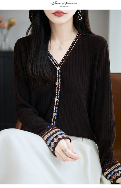 Women's Tribal Ethnic Graphic Sweater Cardigan Knit