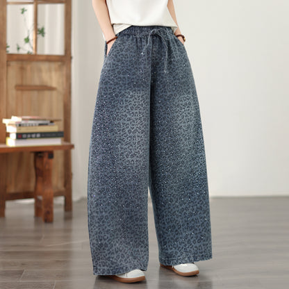 26-Women's Baggy Jeans Elastic Waist Loose Denim Pants - LAI MENG FIVE CATS