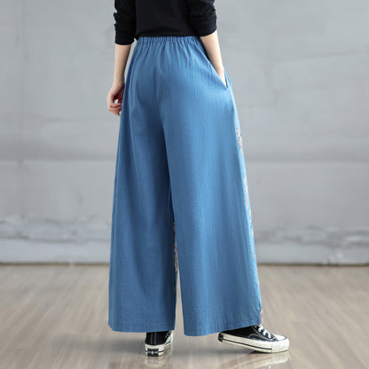 Women's Baggy Jeans Drawstring Waist Wide Leg