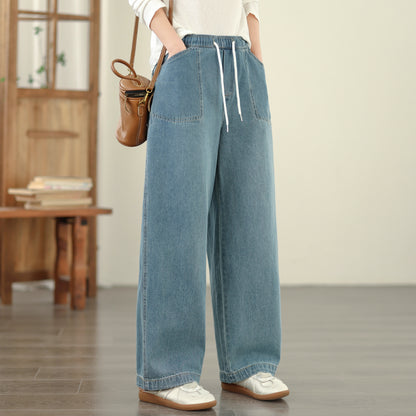 Women's Jeans Elastic Waist Baggy Wide Leg Pants