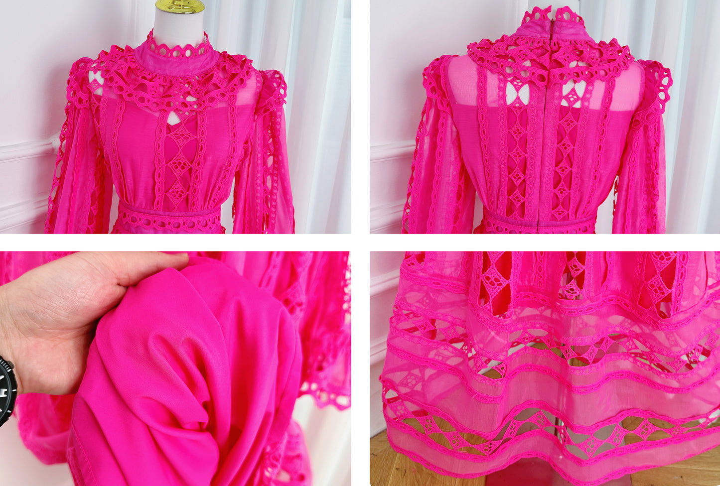 Elegant French-Inspired Lace Hollowed-out Maxi Dress