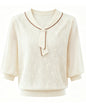 Tie-Neck Lightweight Knit Polo Top
