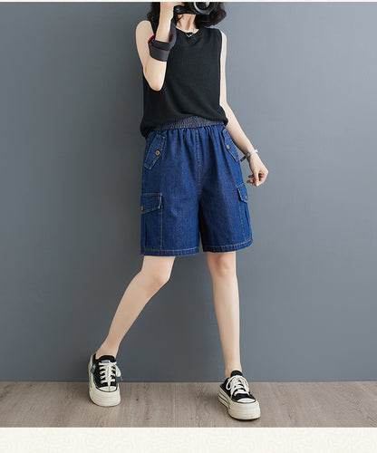 Women's High Waisted Baggy Jean Wide Leg Denim Shorts - LAI MENG FIVE CATS