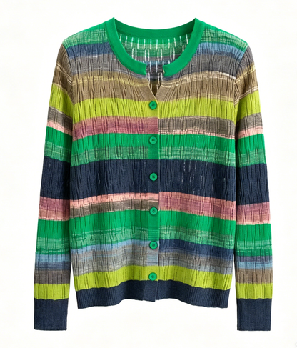 Colorful Stripe Open-Knit Cardigan – Lightweight Summer Layer