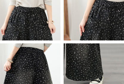 Effortless Chic High-Waist Floral Denim Wide-Leg Trousers