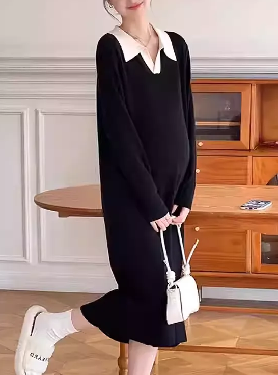 Women's Maternity Dress Knit Sweater Pregnancy Clothes