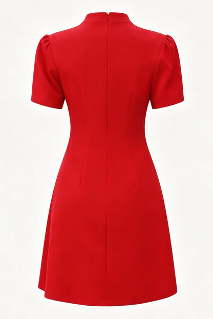Phoenix Embroidery Mandarin Collar Mini Dress | Unique Wedding Guest Dress