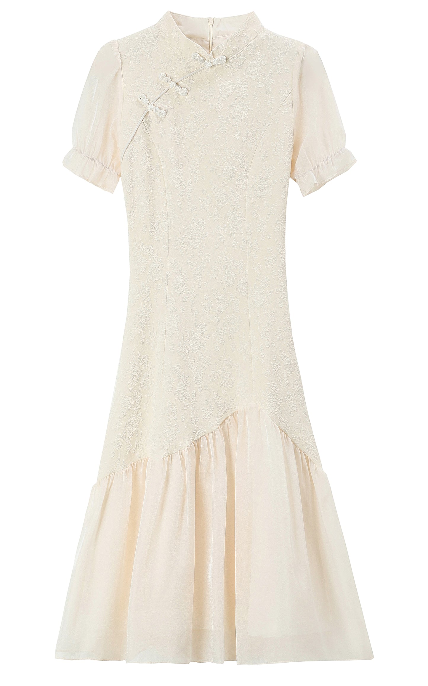 Jacquard Spliced Midi Dress