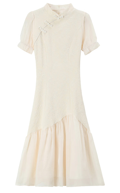 Jacquard Spliced Midi Dress