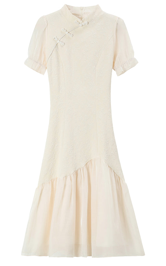 Jacquard Spliced Midi Dress