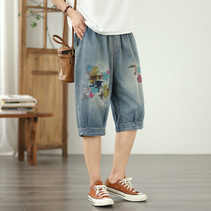 Women Jeans Denim Harem Pants Elastic Waist