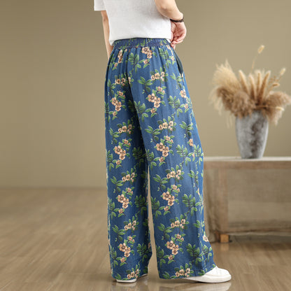 Women's Print Jeans Elastic Waist Wide Leg Pants