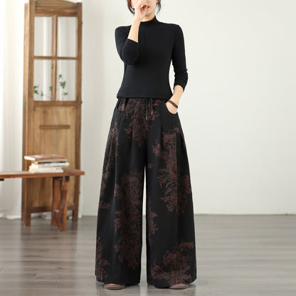 Women's Baggy Jeans Drawstring Elastic Waist Wide Leg
