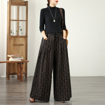 Women's Baggy Jeans Drawstring Elastic Waist Wide Leg