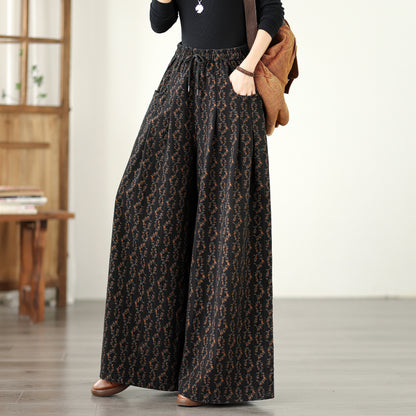 Women's Baggy Jeans Drawstring Elastic Waist Wide Leg