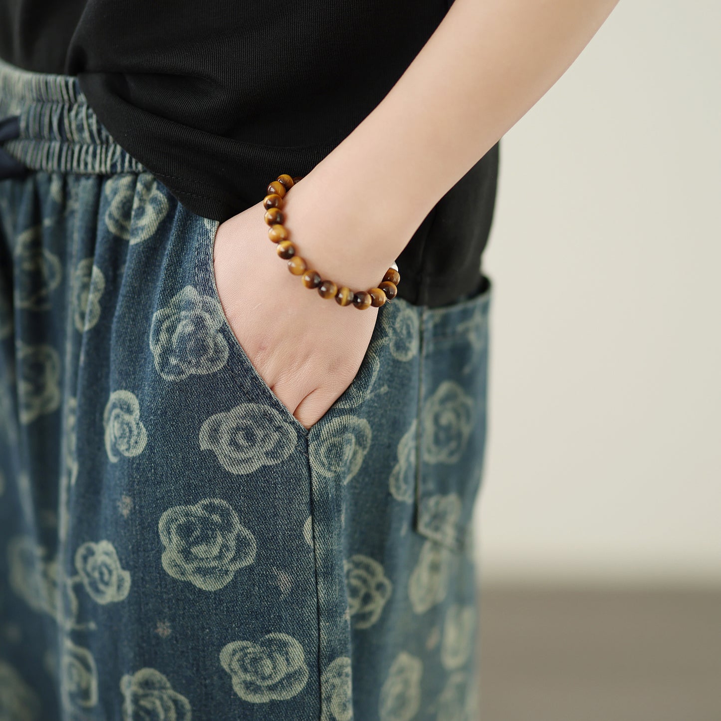 Women's Baggy Jeans Drawstring Elastic Barrel Denim Pants