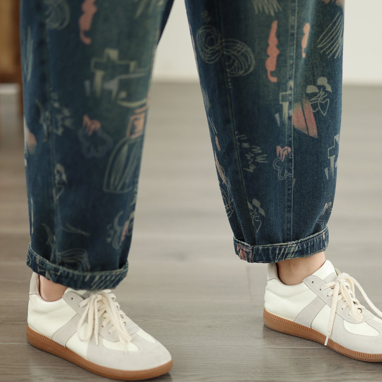 Women's Baggy Jeans Drawstring Elastic Barrel Denim Pants