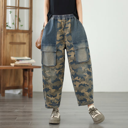 Women's Baggy Jeans Elastic Waist Harem Pants