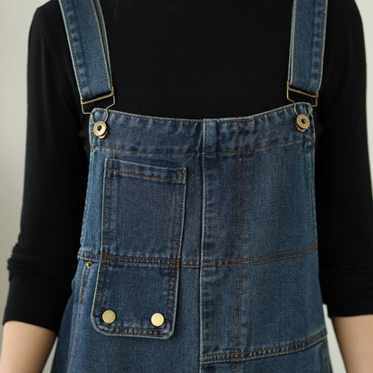 Womens Denim Bib Pants Jumpsuits Jeans Adjustable Strap Overalls