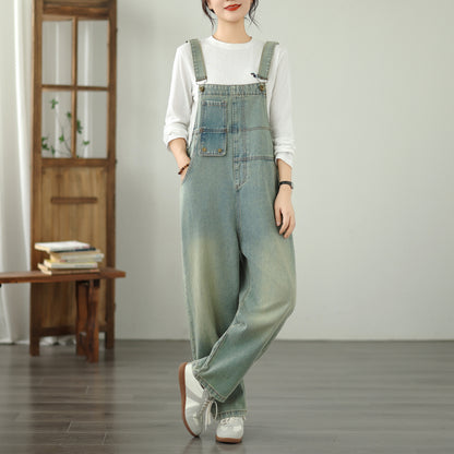 Womens Denim Bib Pants Jumpsuits Jeans Adjustable Strap Overalls