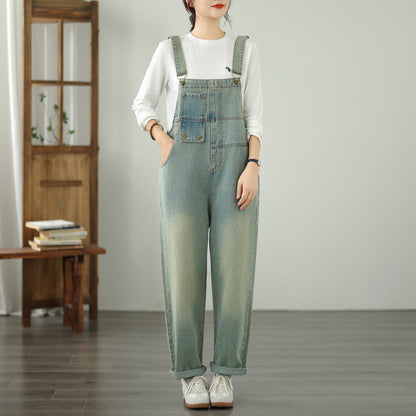 Womens Denim Bib Pants Jumpsuits Jeans Adjustable Strap Overalls